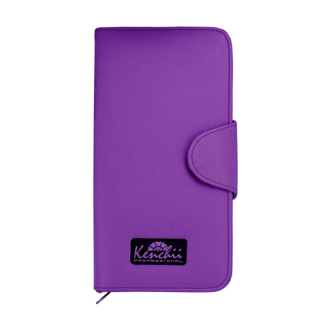 Kenchii Faux Leather 5-Scissor Zipper Case, Purple